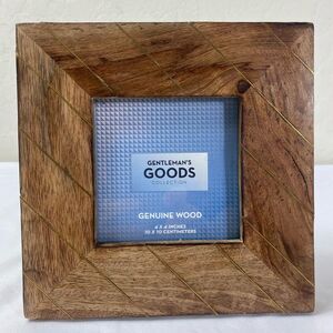 Wooden Photo Frame - Brown solid wood desk or shelf 4x4 photo